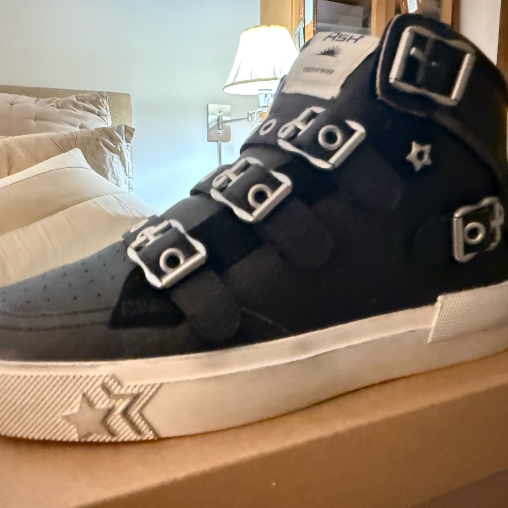 Black High-Top Sneakers with Star Accents